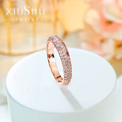 ピンク パヴェ 高炭素ダイヤモンド キラキラ ゴージャス 指輪 リング シンプル 華やか ローズゴールド 1枚目の画像