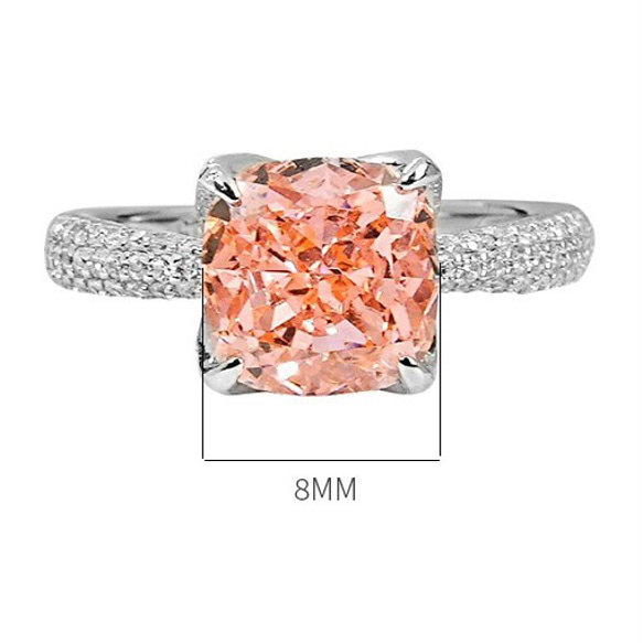 人工パパラチアサファイア 高炭素ダイヤモンド キラキラ ゴージャス 指輪 ピンク オレンジ リング パヴェ 11枚目の画像