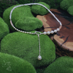 時尚教主 天然淡水珍珠不對稱前扣款925純銀項鍊 第2張的照片