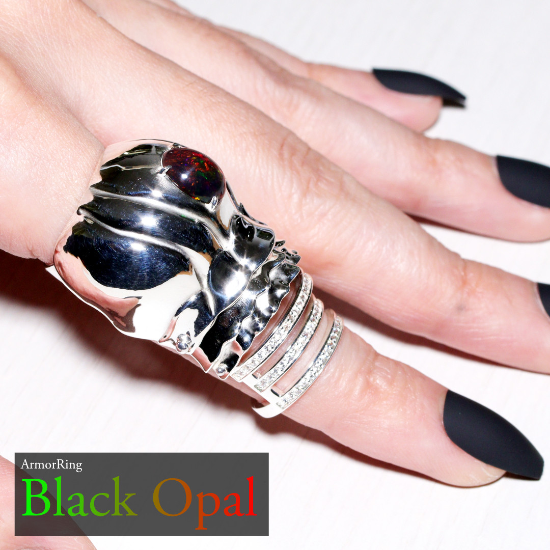 1.35ctブラックオパールアーマーリング