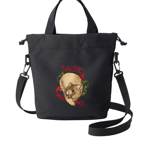 巾着バッグ 「CUTIE WOMBAT」刺繍 巾着バッグ honok（刺繍専門店