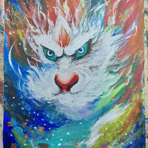 月雲模様グラデーション（アクリル絵の具）送料無料