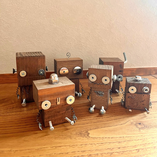 ロボット 模型 ボルト ナット ハンドメイド 手づくり 廃材 鉄製 ミニチュア 世界に一つだけのN ROBO/手作りロボット/木製ロボット/廃材/飾り