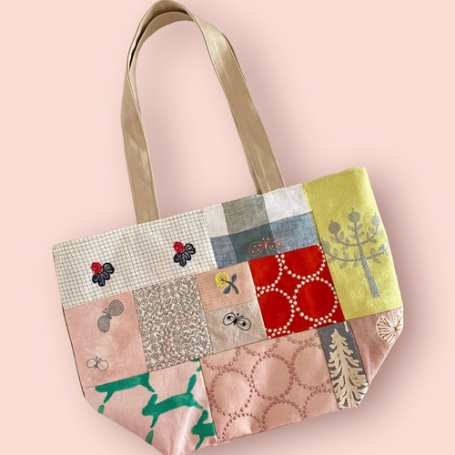 専用　♡handmade♡ ミナペルホネン　　トートバッグ ミナペルホネン Lサイズ パッチワーク トートバッグ