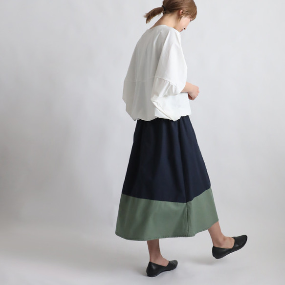 初夏ＳＡＬＥ　７５cm丈　愉快なスカート　パッチワーク　ギャザー　スカート　ベビーキャンバスコットン　Y18C 2枚目の画像