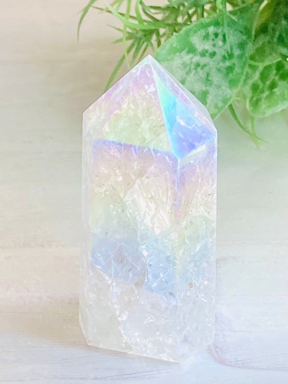 七色の夢໒꒱✨　レインボーオーラ　水晶　クリスタル　ポイント　原石　ポリッシュ 5枚目の画像
