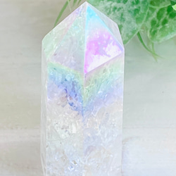 七色の夢໒꒱✨　レインボーオーラ　水晶　クリスタル　ポイント　原石　ポリッシュ 2枚目の画像