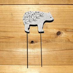 素焼き　多肉ピック　ガーデンピック　くま　クマ　ガーデニング　雑貨　陶器　黒　ブラック　白くま　白熊　熊　陶器 3枚目の画像