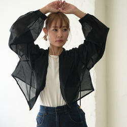 Morino Gakko 透明材質短襯衫派克大衣（黑色）UV 外罩夏季外罩遮陽外罩 第3張的照片