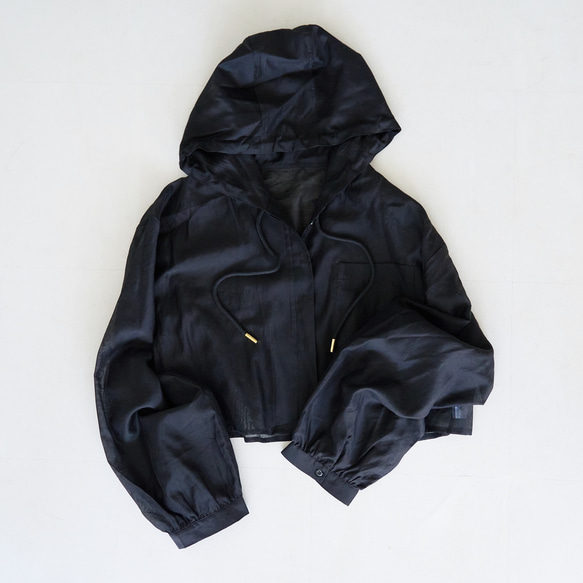 Morino Gakko 透明材質短襯衫派克大衣（黑色）UV 外罩夏季外罩遮陽外罩 第12張的照片