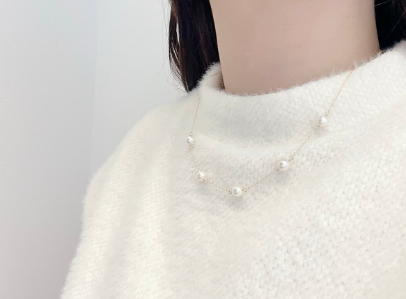 新品★佳子さまスタイル暑い夏も快適パールネックレス後ろ姿も涼やかシルバーS925 あこや真珠 ロイヤルステーションネックレス ネックレス