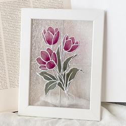 透き通るチューリップ|アンティークステンドグラス風デザイン|クリア