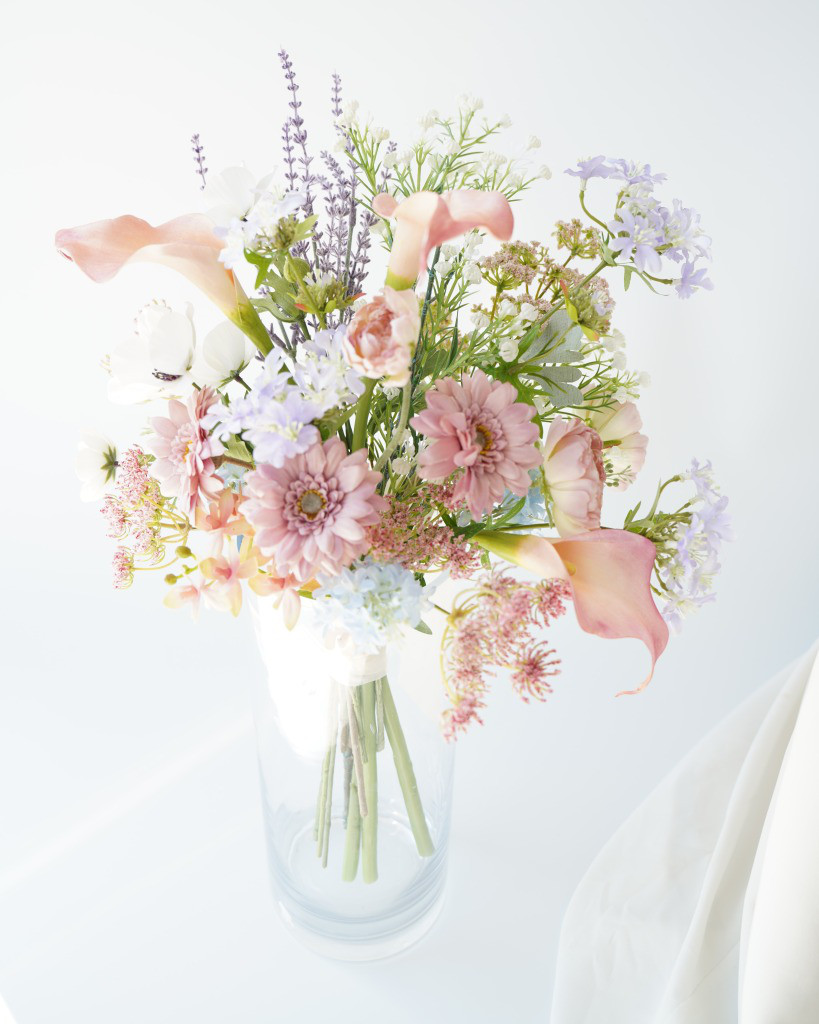 ドライフラワーブーケ パームフラワーとアネモネ クラシカルホワイト  