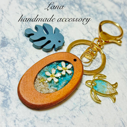 人気 ハワイアン キーリング キーホルダー 海 アロハ シェル 貝 レジン