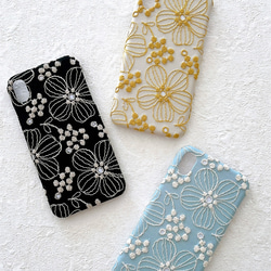 刺繍のペチュニア咲く　iPhoneケース 3枚目の画像