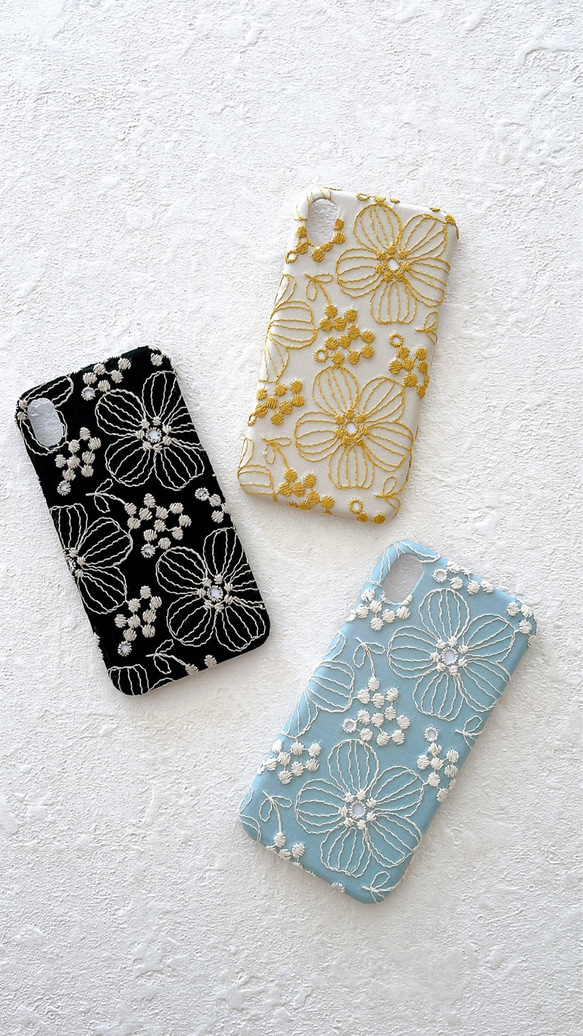 刺繍のペチュニア咲く　iPhoneケース 3枚目の画像