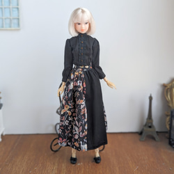 1101【momokoDOLL スカート】チュールと黒の花柄切り替えロングスカート※momokoDOLLアウトフィット※ 5枚目の画像