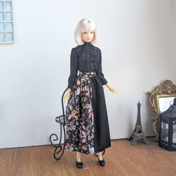 1101【momokoDOLL スカート】チュールと黒の花柄切り替えロングスカート※momokoDOLLアウトフィット※ 6枚目の画像