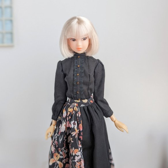 1101【momokoDOLL スカート】チュールと黒の花柄切り替えロングスカート※momokoDOLLアウトフィット※ 7枚目の画像