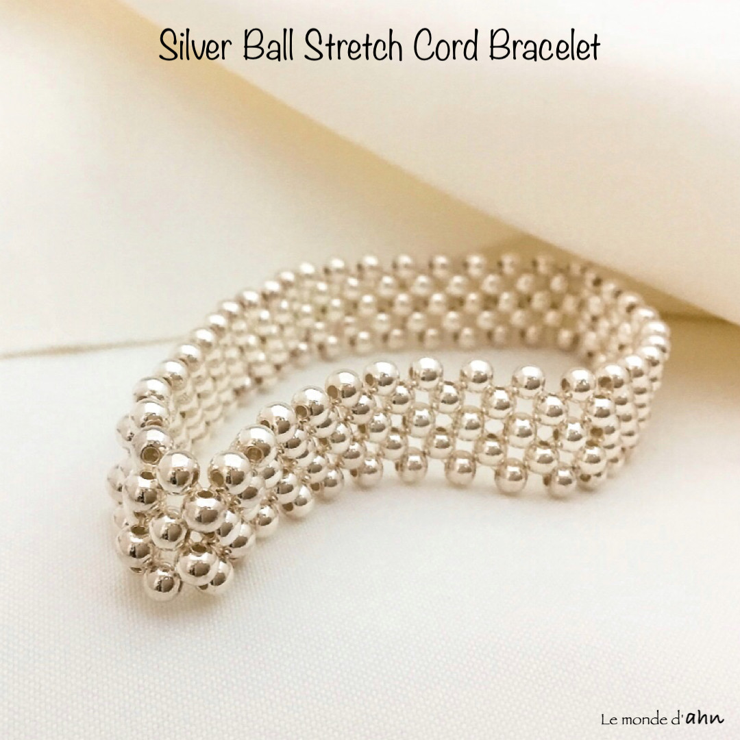 Silver ball ストレッチ コード ブレスレット