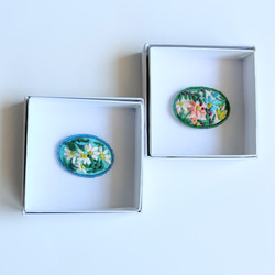 ビーズで飾ったカモミールの小さな刺繍ブローチ【botanical】#253 11枚目の画像
