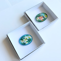 ビーズで飾ったカモミールの小さな刺繍ブローチ【botanical】#253 12枚目の画像