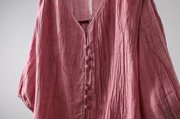 【受注制作】シングルブレストのシャツ  新作夏シャツ.リネンのブラウス.ラミー麻  多色.トップス　ゆったり 9枚目の画像