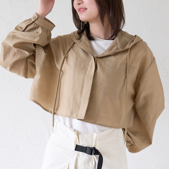 Morinogakko 透視短袖連帽衫（卡其色）防紫外線夾克/遮陽傘 | mg-lb18-ka 第6張的照片