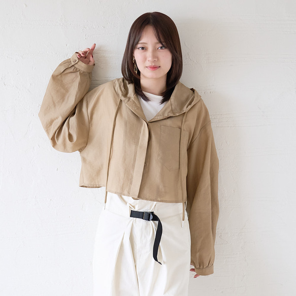 Morinogakko 透視短袖連帽衫（卡其色）防紫外線夾克/遮陽傘 | mg-lb18-ka 第14張的照片