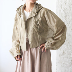 Morino Gakko 透明材質短襯衫派克大衣（卡其色）UV 外罩夏季外罩遮陽外罩 第4張的照片