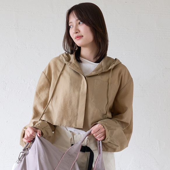 Morinogakko 透視短袖連帽衫（卡其色）防紫外線夾克/遮陽傘 | mg-lb18-ka 第9張的照片