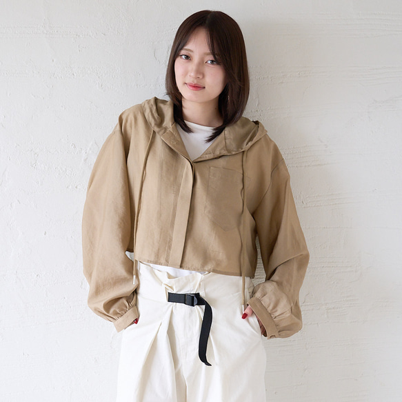 Morinogakko 透視短袖連帽衫（卡其色）防紫外線夾克/遮陽傘 | mg-lb18-ka 第5張的照片