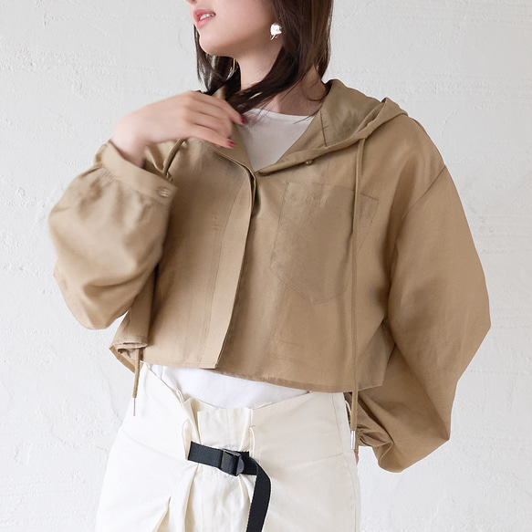 Morinogakko 透視短袖連帽衫（卡其色）防紫外線夾克/遮陽傘 | mg-lb18-ka 第8張的照片