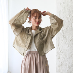 Morino Gakko 透明材質短襯衫派克大衣（卡其色）UV 外罩夏季外罩遮陽外罩 第2張的照片