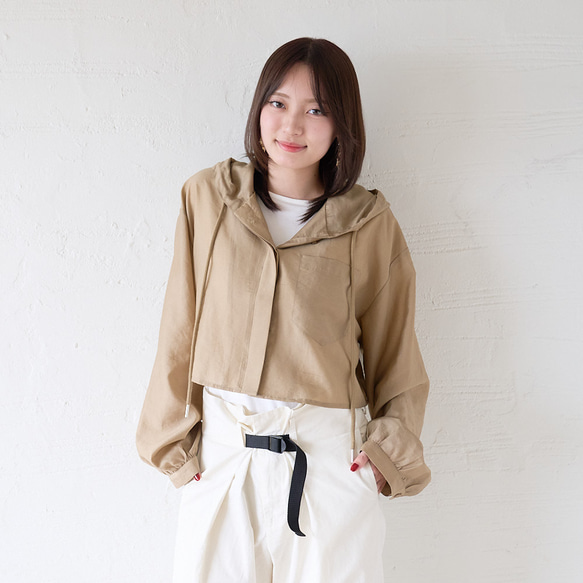 Morinogakko 透視短袖連帽衫（卡其色）防紫外線夾克/遮陽傘 | mg-lb18-ka 第10張的照片