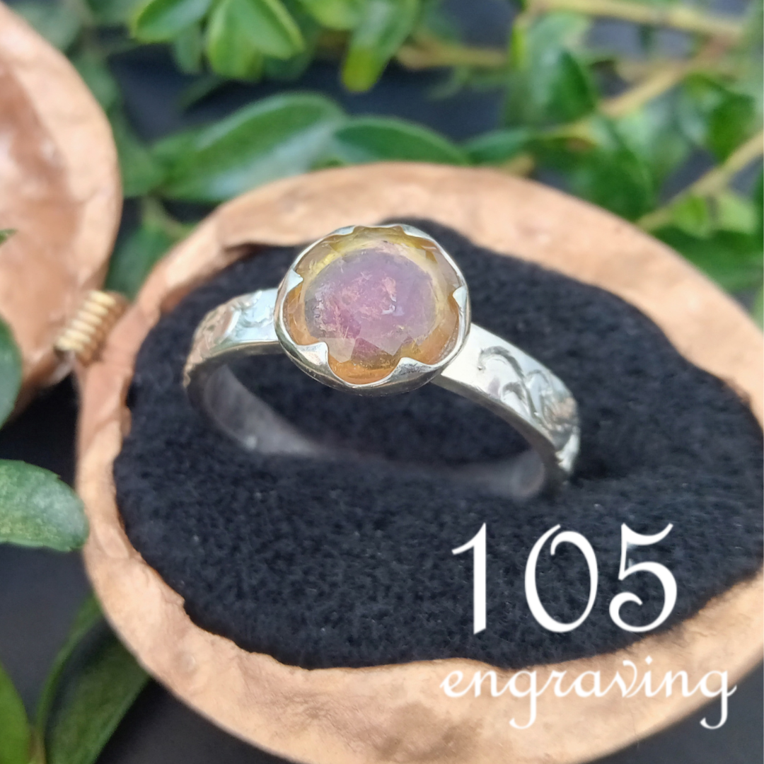 1点もの  バイカラートルマリン  ハンドエングレービングシルバーリング 15号