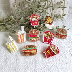 3点☆miniハンバーガーセット*ビーズ刺繍ブローチ 3枚目の画像