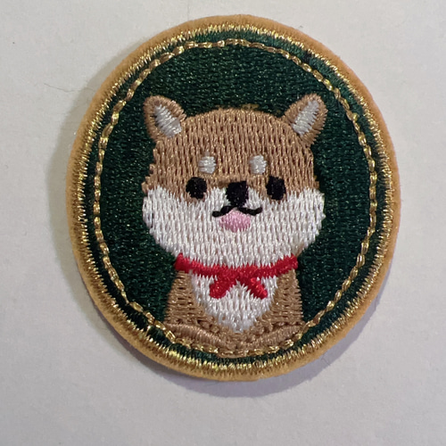 かわいい ワンちゃん 柴犬 犬 犬好き 刺繍ワッペン 貼付けタイプ