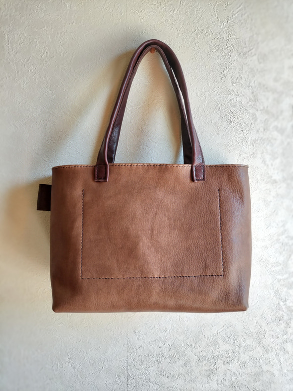 3pocket tote　オークグレー✗ダークブラウン　オイルシュリンクレザー 15枚目の画像