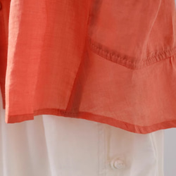 【受注制作】純色シンプルシャツ .リネンのブラウス  ラミー麻 五分袖Tシャツ.ゆったり オレンジ色 14枚目の画像