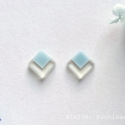 樹脂藝術雙方形耳環&lt;淺藍色&gt; 第1張的照片
