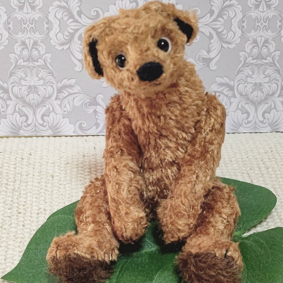 のら犬　ロンリー （茶）／ テディベアタイプの犬のぬいぐるみ　約19cm 1枚目の画像