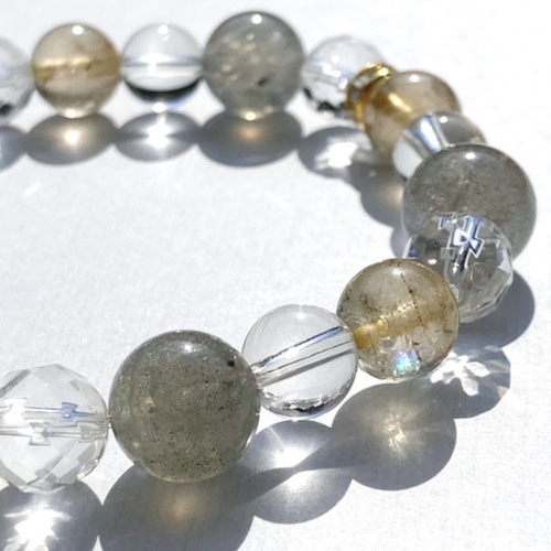 目標達成のお守り】ルチルクォーツ×ラブラドライト×高品質水晶 天然石