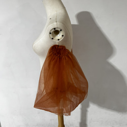 可愛い オレンジ パフスリーブ 取り外し袖 ソフトチュール ウエディングドレス 3枚目の画像
