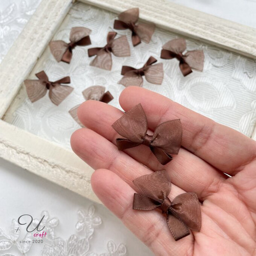 516【パーツ/15ヶ】サテン×オーガンジーミニリボン/15色アソート