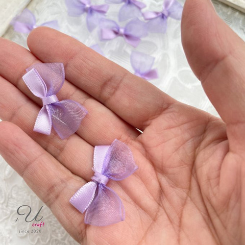 516【パーツ/15ヶ】サテン×オーガンジーミニリボン/15色アソート