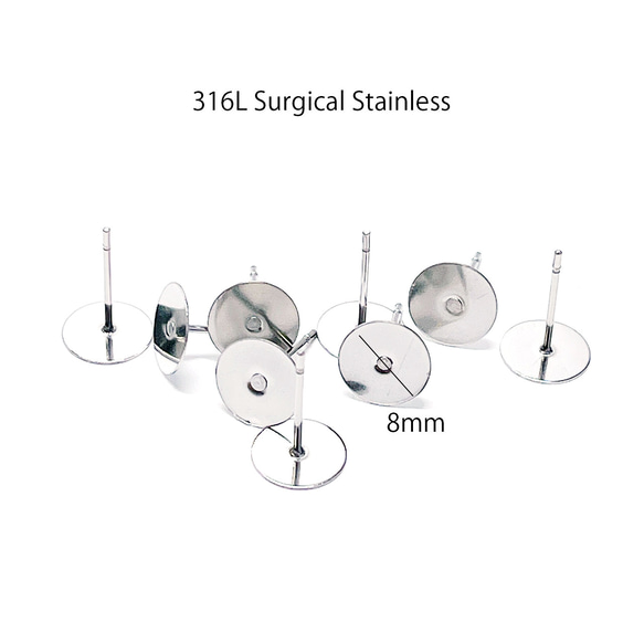 ese71-5 [20 件/10 對] 約 8 毫米圓板 316L 耳環硬體手術不鏽鋼 第4張的照片