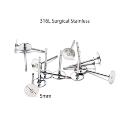 ese71-3 [20 件/10 對] 約 5mm 圓板 316L 耳環硬體手術不鏽鋼 第1張的照片