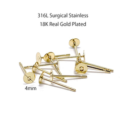 ese71-2 [20 件/10 對] 約 4 毫米圓板 316L 18KGP 金耳環配件醫用不鏽鋼 第4張的照片