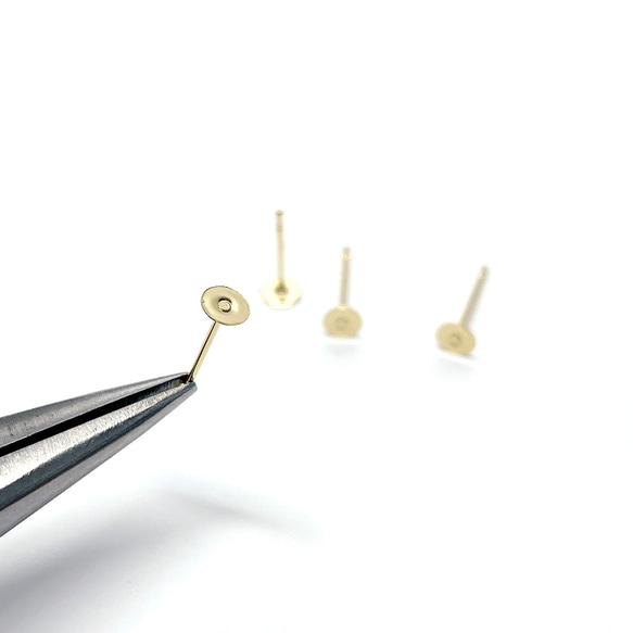 ese71-2 [20 件/10 對] 約 4 毫米圓板 316L 18KGP 金耳環配件醫用不鏽鋼 第3張的照片